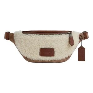 Coach Shearling Belt Bag with Brown Leather